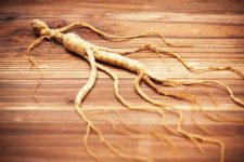 Ginseng on a wood background